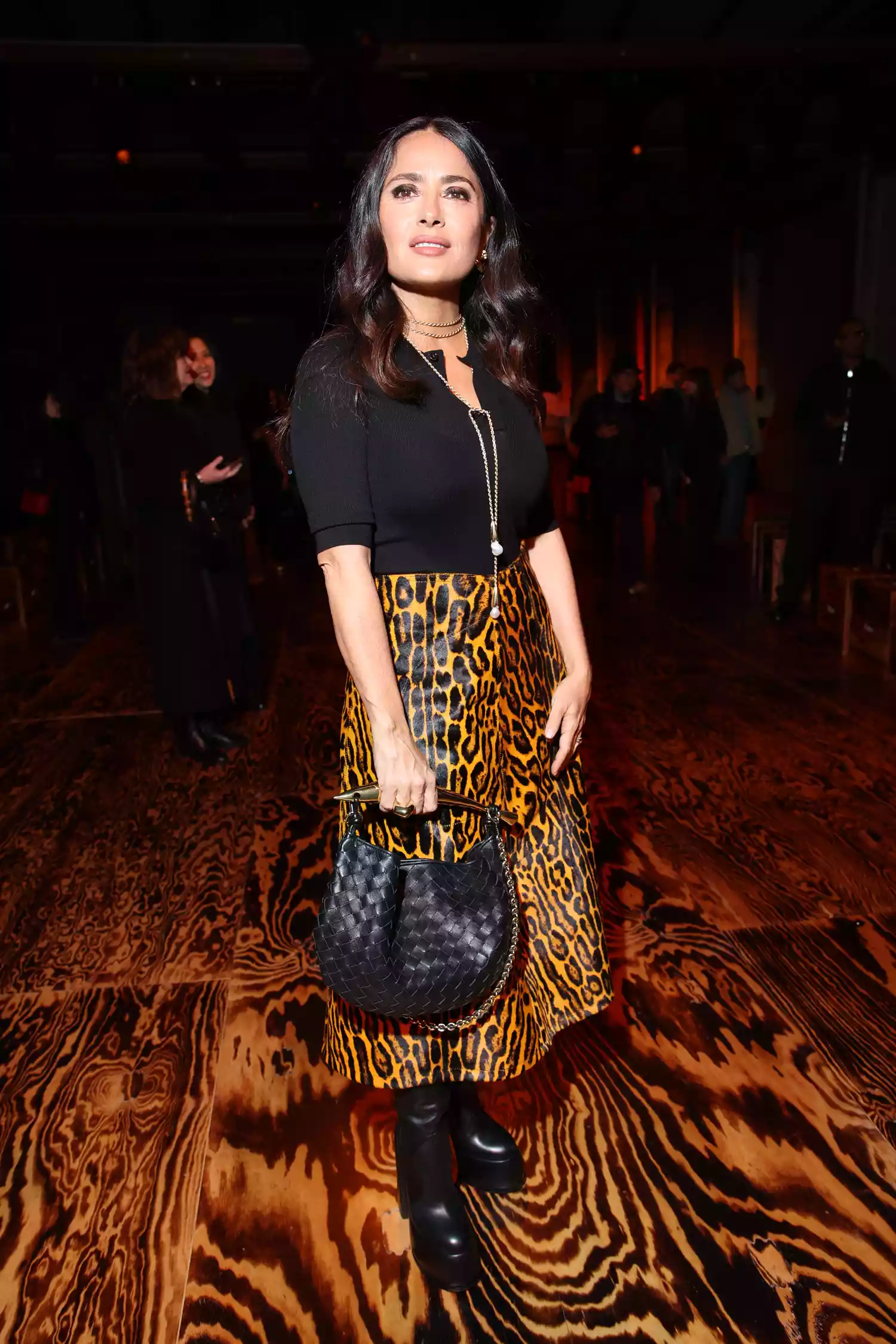 Salma Hayek Leopard Skirt